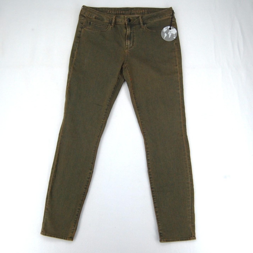 Articles Of Society Skinny Jeans‎ Womens 31 Olive Medium Wash Mid Rise Stretch